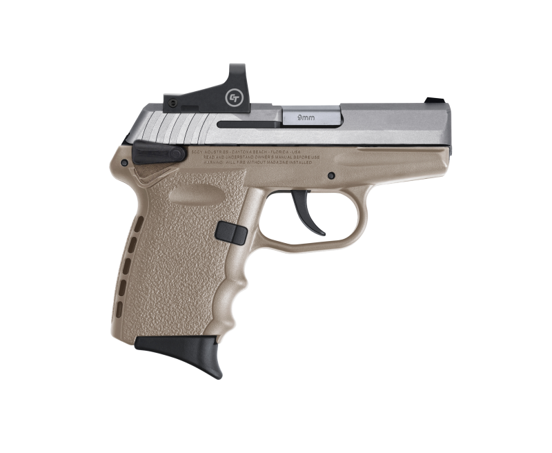 SCCY CPX-1 RD Flat Dark Earth / Stainless 9mm 3.1″ Barrel 10-Rounds CTS-1500 Red Dot Sight